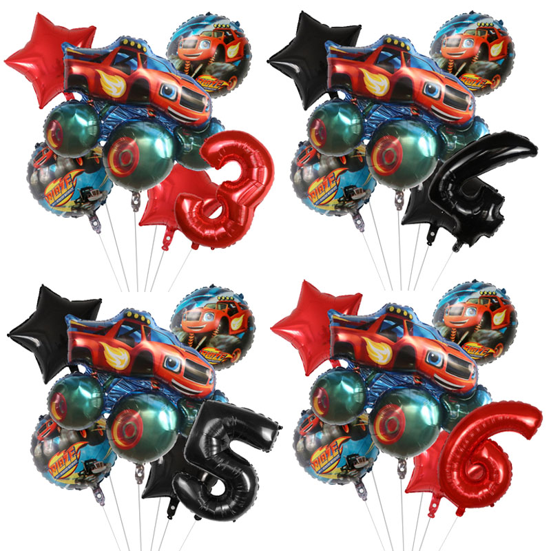 Lighting Mcqueen Decor - 1set Blaze Monster Foil Balloons Cartoon