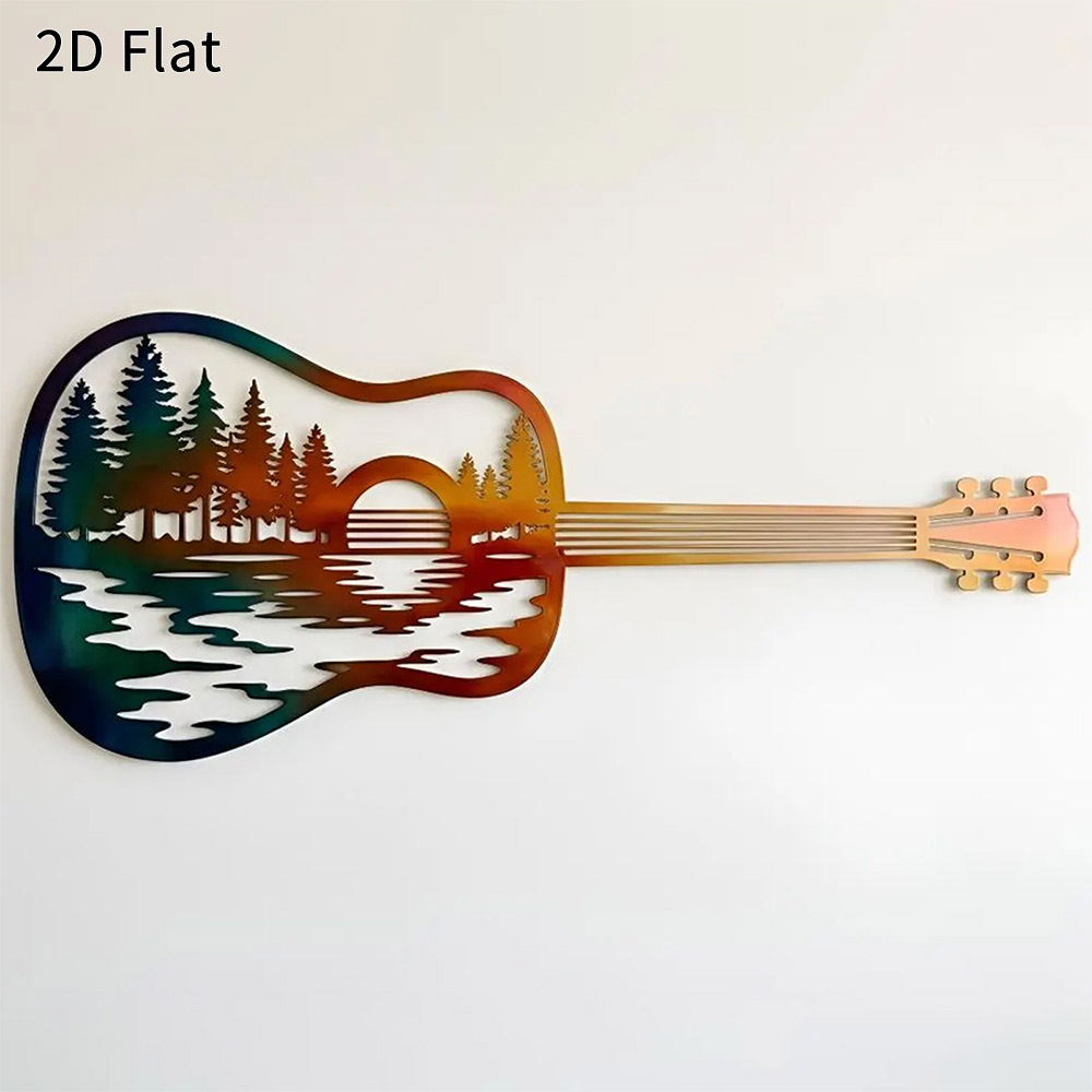 Lighting Interior Decor - CIFBUY Iron Wall Art Guitar Sunset