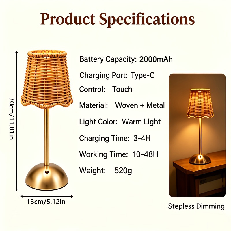 Bohemian Woven Rattan Art Tabl - Lighting Decor Home review and price