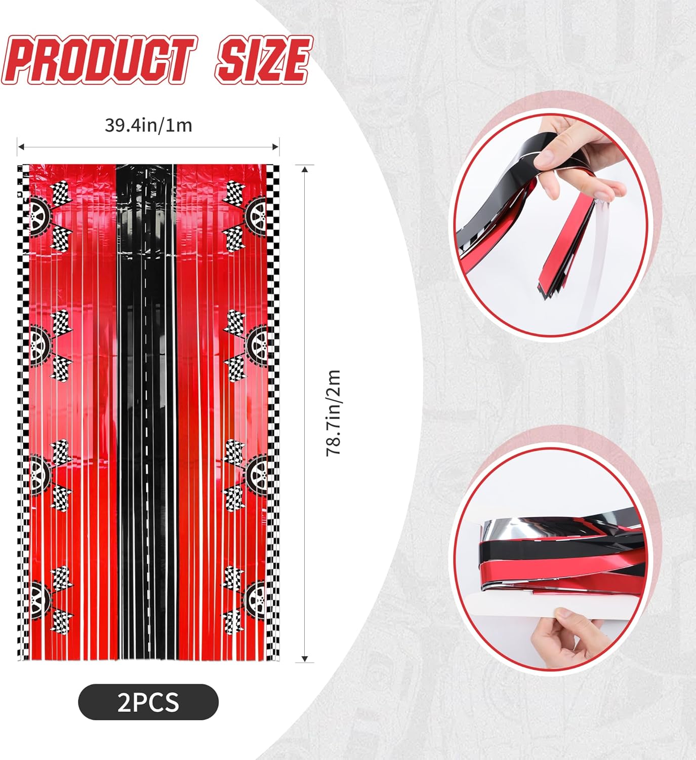 2PCS Race Car Foil Fringe Back - Lighting Mcqueen Decor review and price