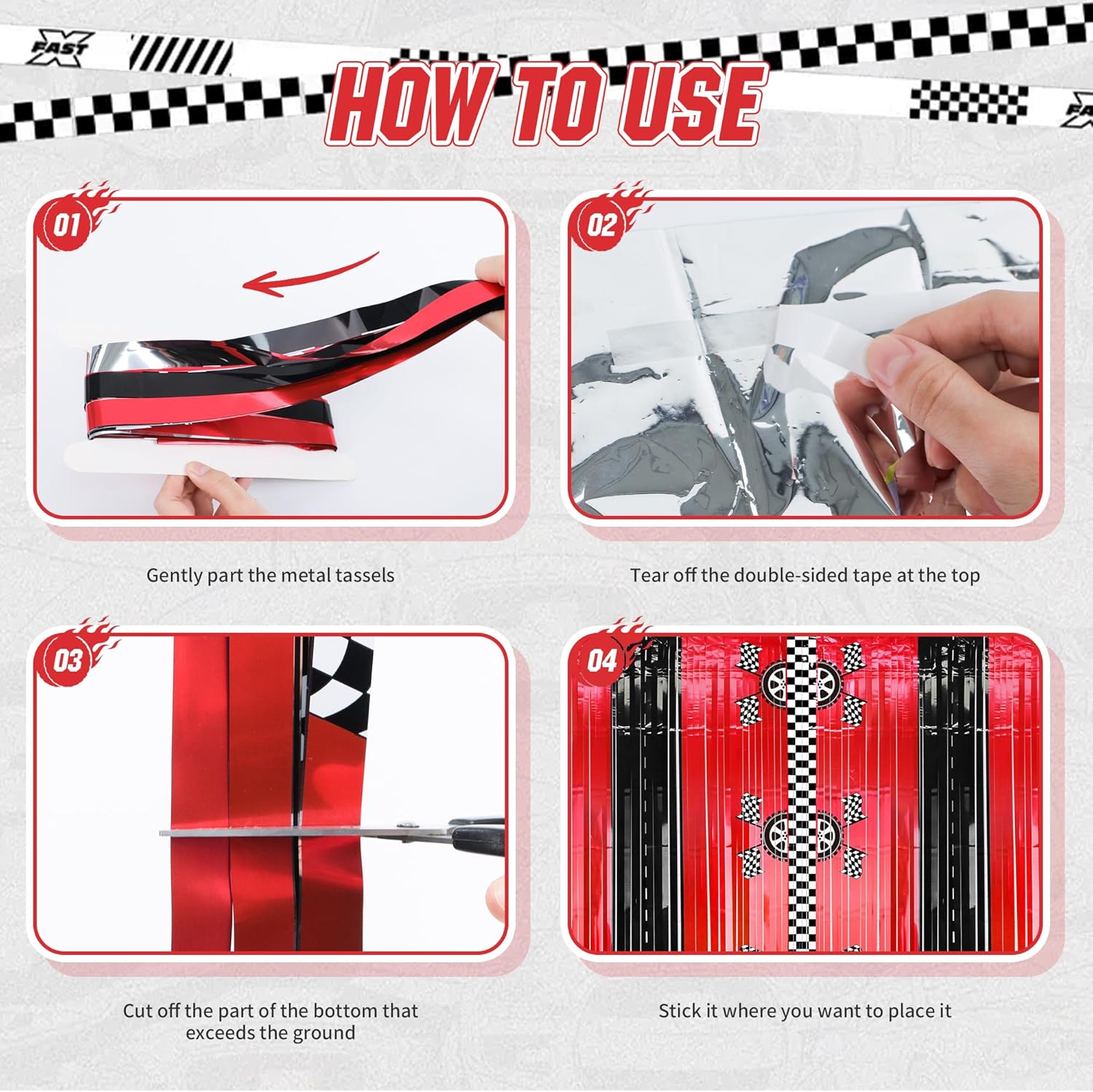 2PCS Race Car Foil Fringe Back - Lighting Mcqueen Decor review and price