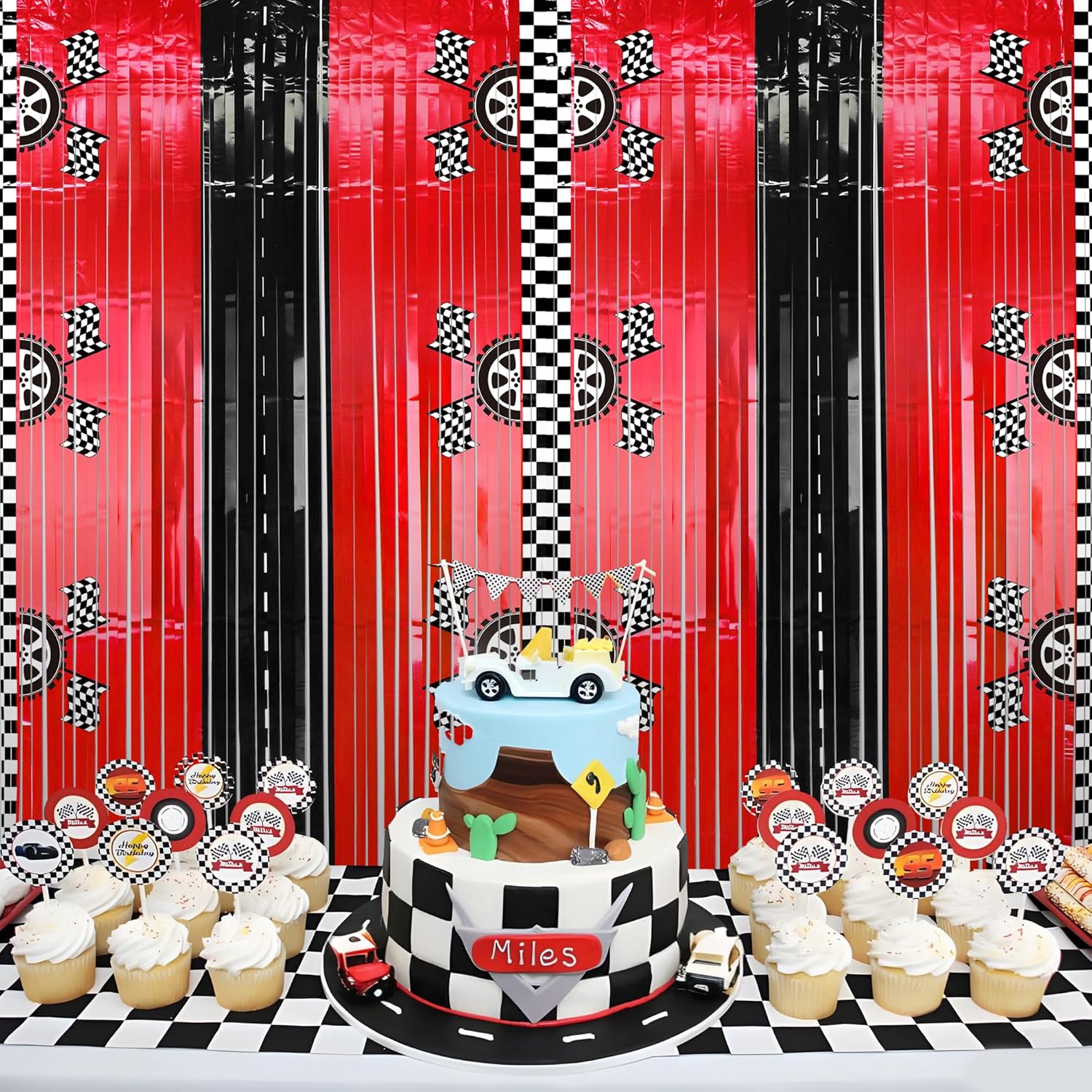 2PCS Race Car Foil Fringe Back - Lighting Mcqueen Decor review and price