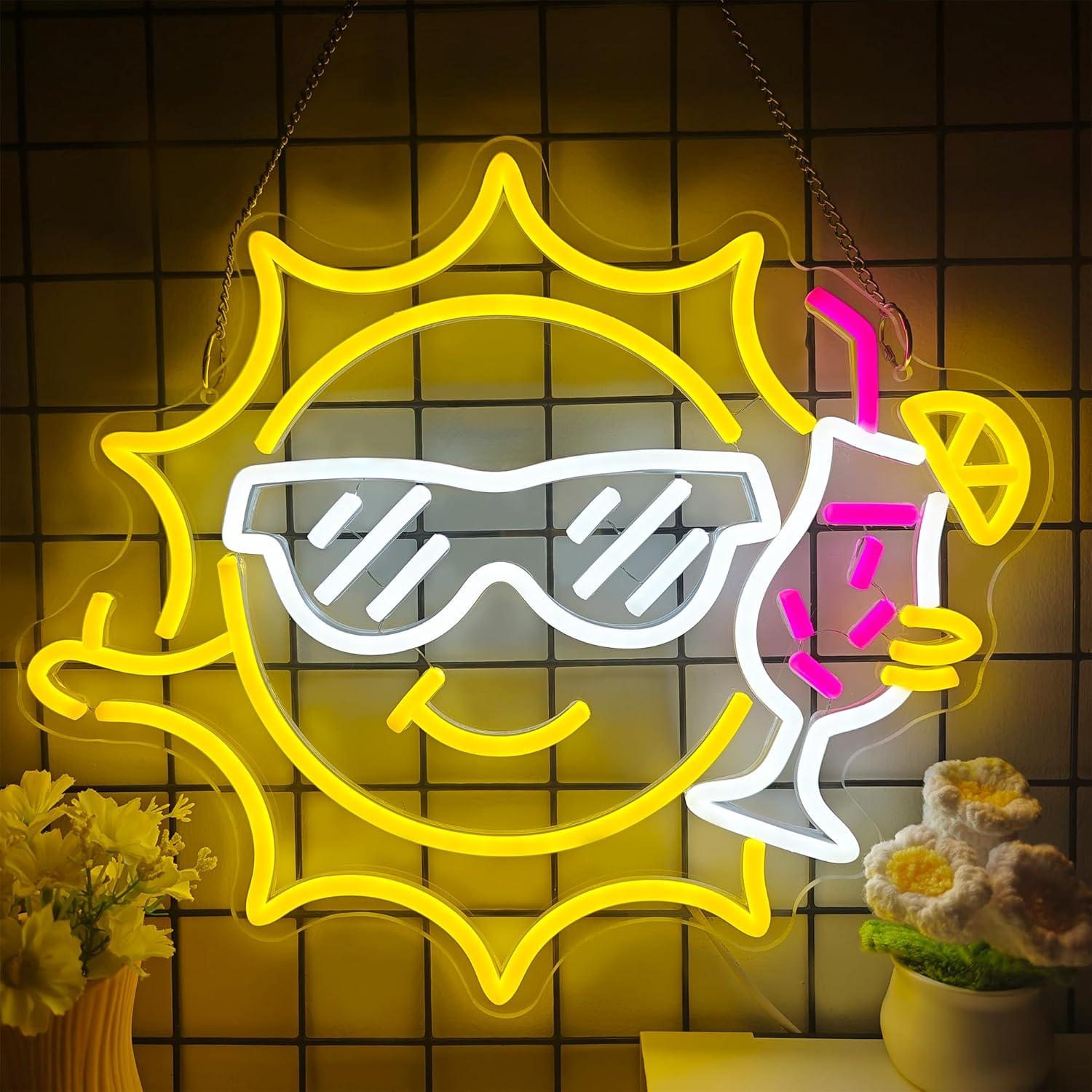 Bar Neon Sign Sun Glasses USB  - Led Lighting Wall Decor review and price