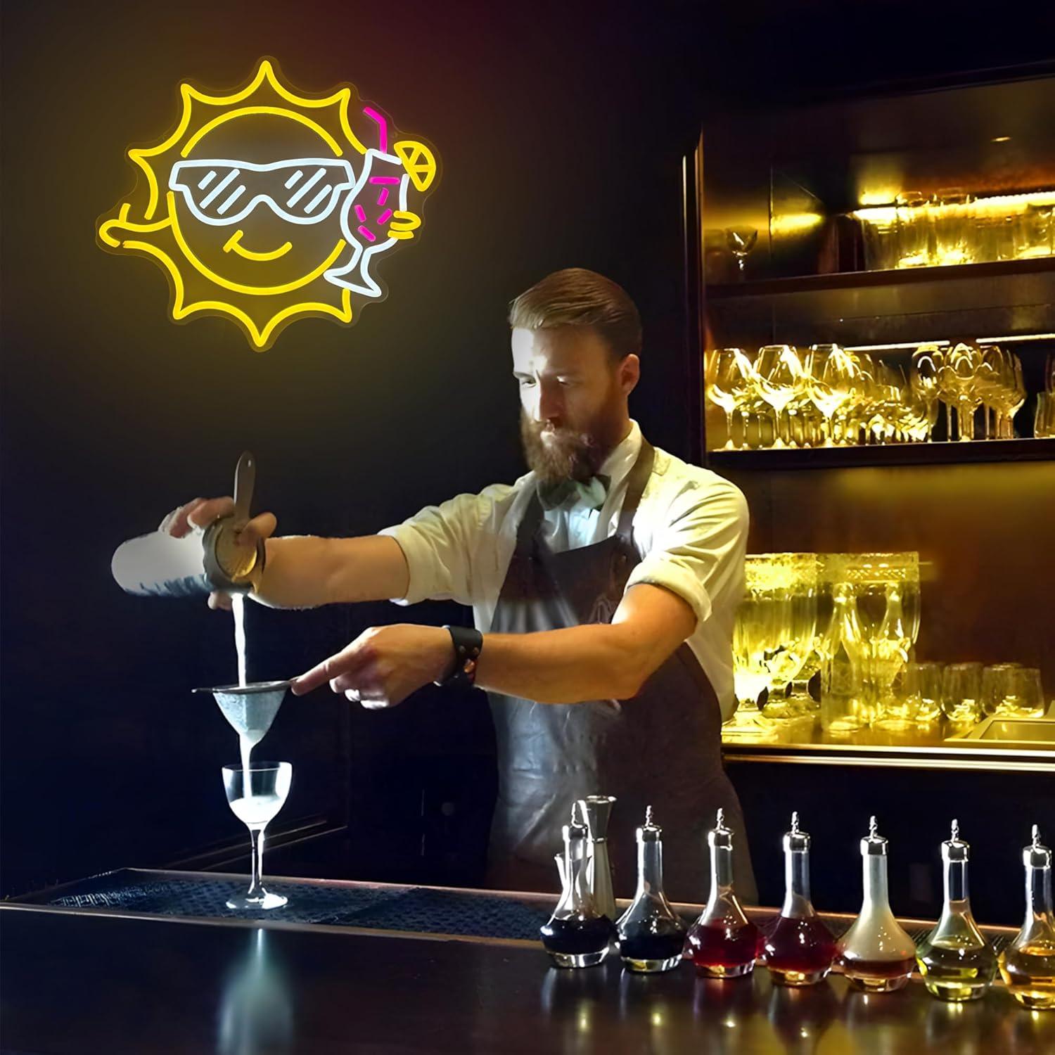 Bar Neon Sign Sun Glasses USB  - Led Lighting Wall Decor review and price