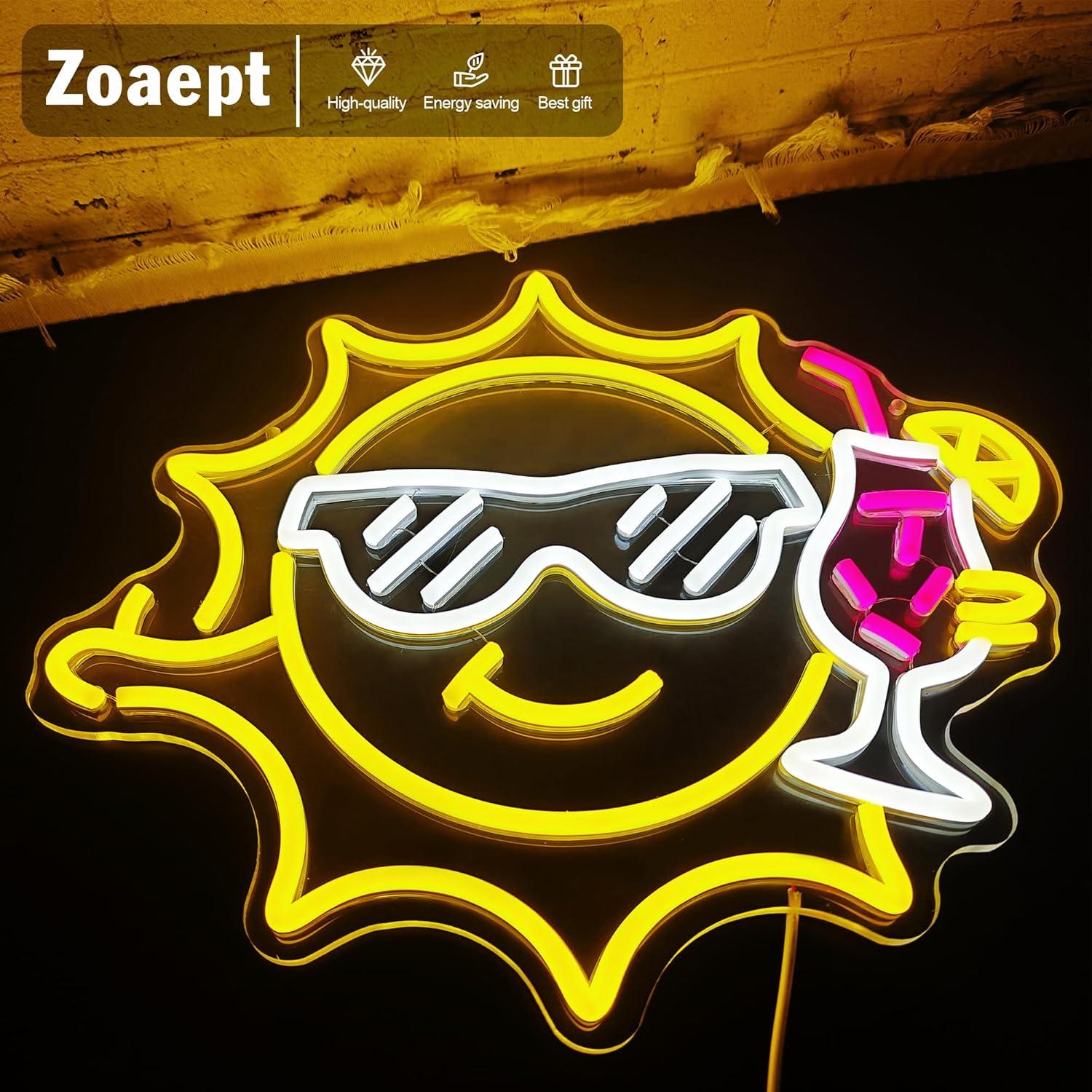 Bar Neon Sign Sun Glasses USB  - Led Lighting Wall Decor review and price
