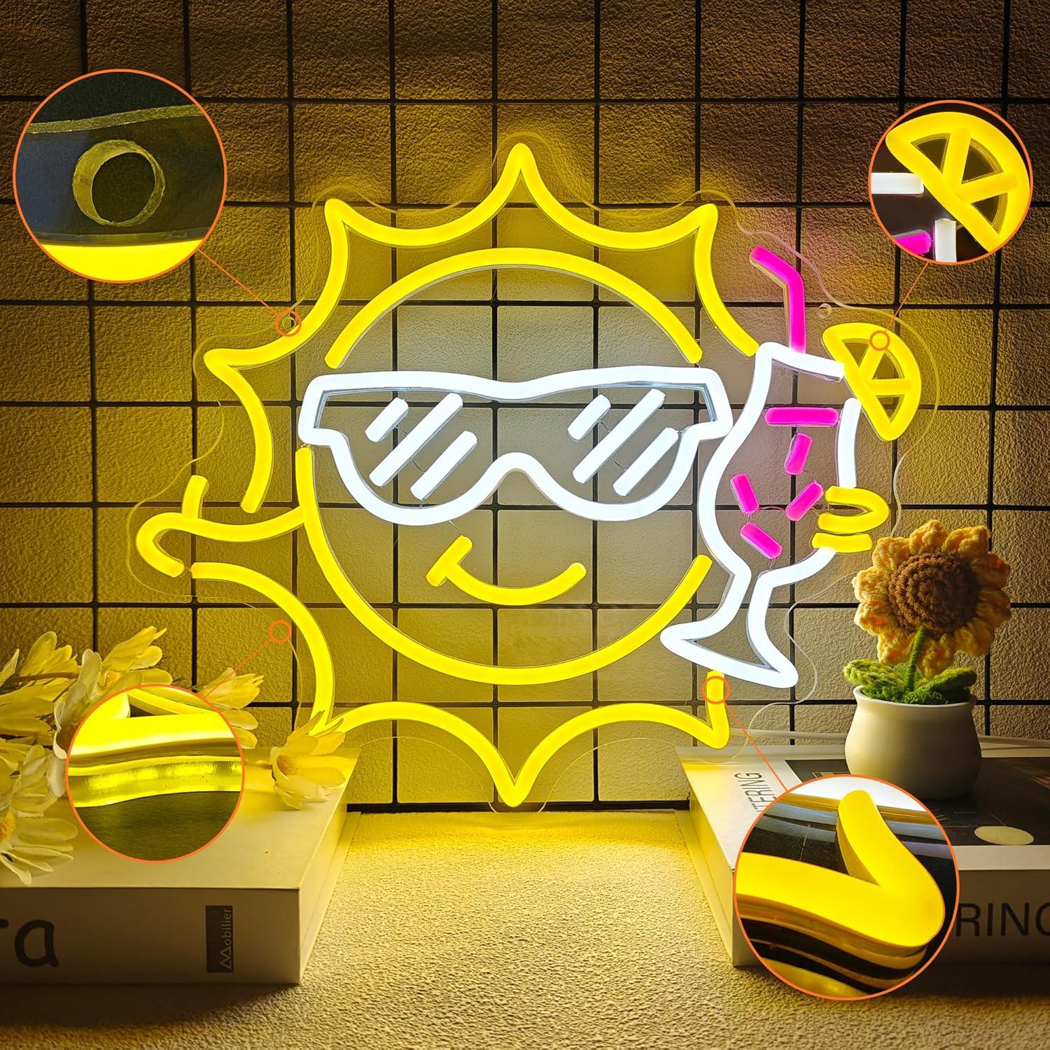 Bar Neon Sign Sun Glasses USB  - Led Lighting Wall Decor review and price