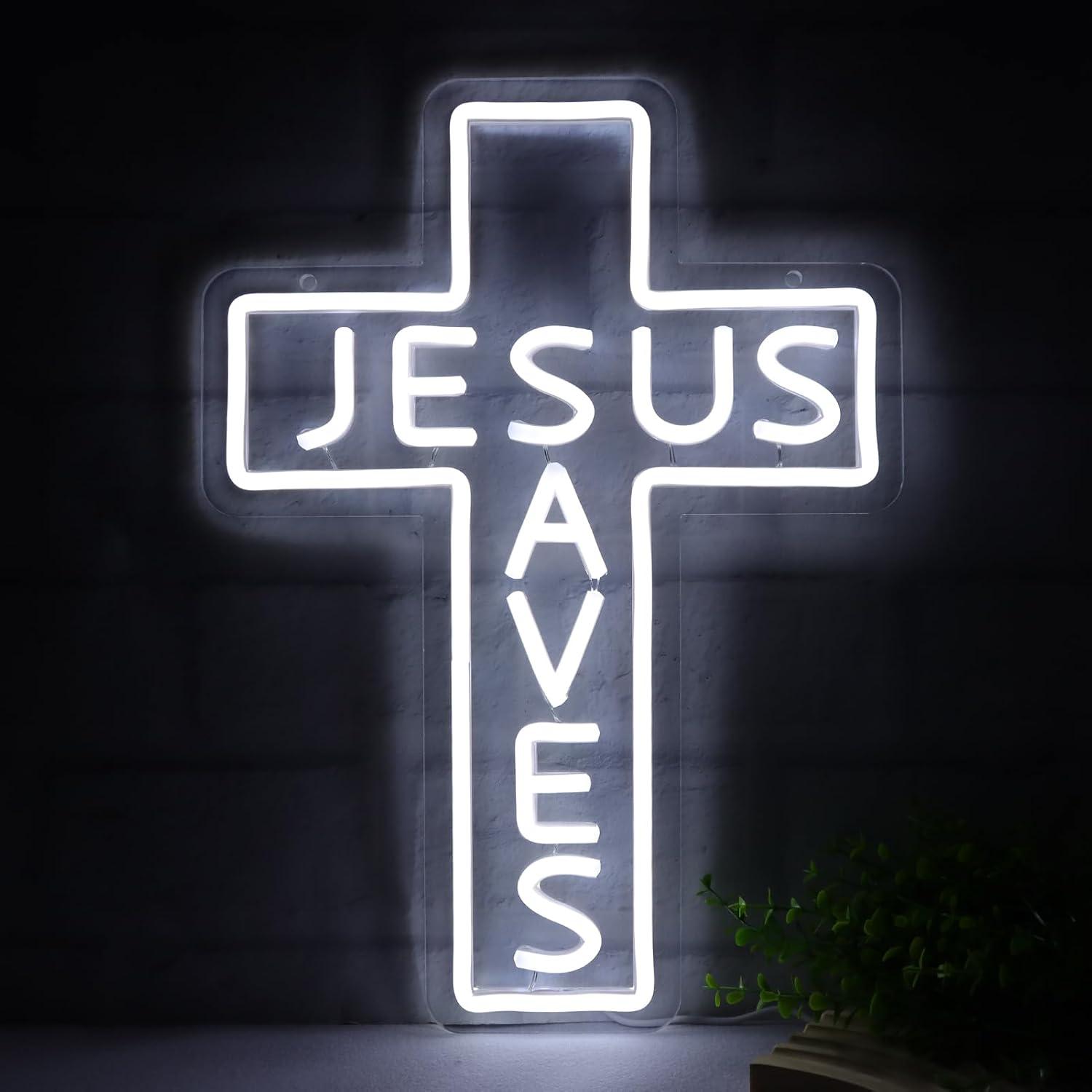 Jesus Saves Cross Neon Signs U - Led Lighting Wall Decor review and price