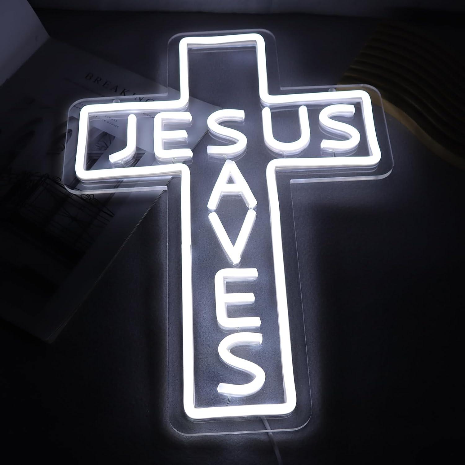 Jesus Saves Cross Neon Signs U - Led Lighting Wall Decor review and price