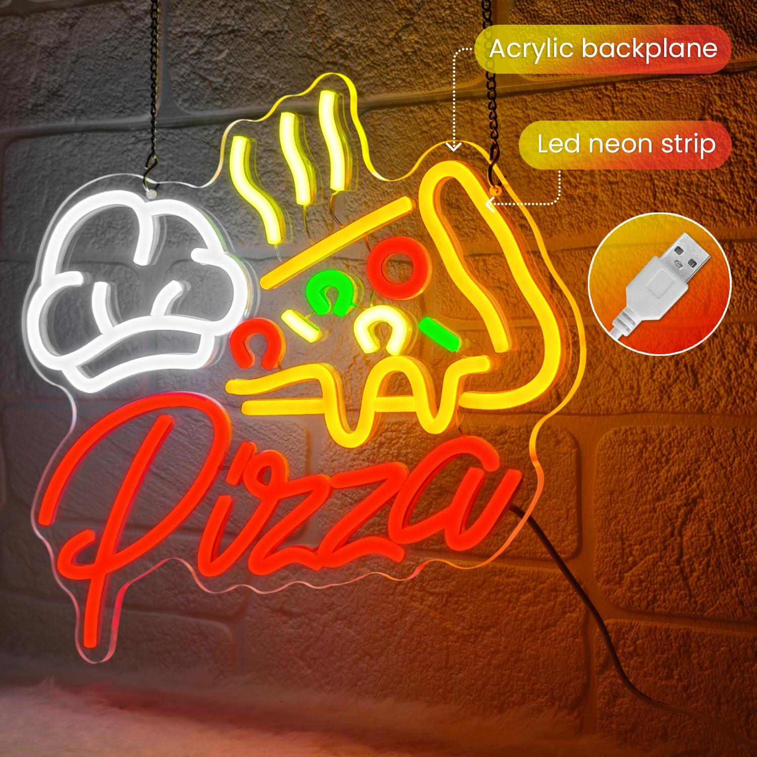 Pizza Neon Sign Colorful Pizza - Led Lighting Wall Decor review and price