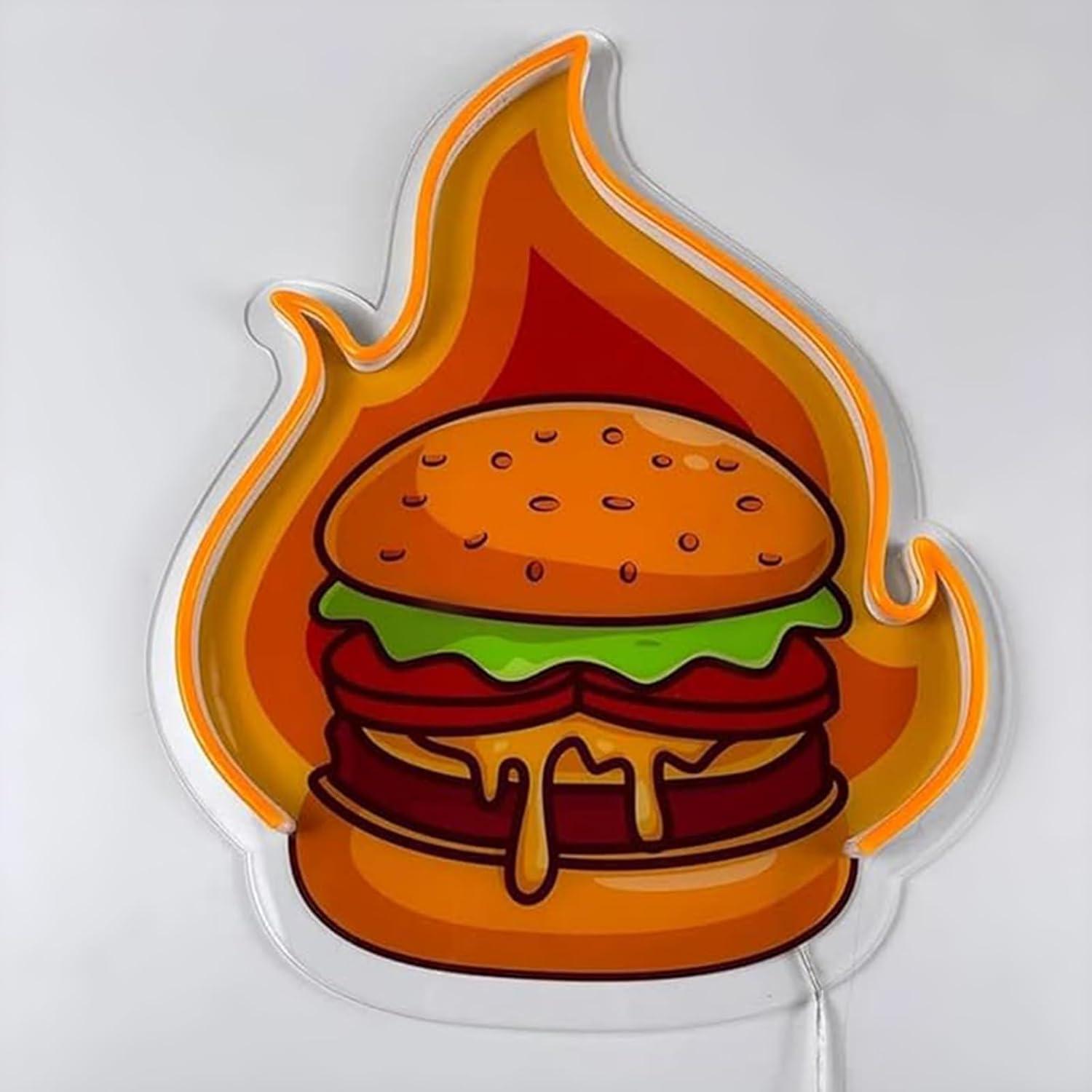 Burger Neon Sign LED Hamburger - Led Lighting Wall Decor review and price